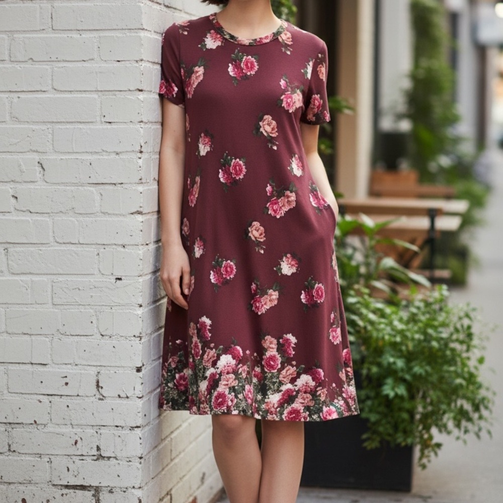 J for Justify Burgundy Floral Midi Dress
